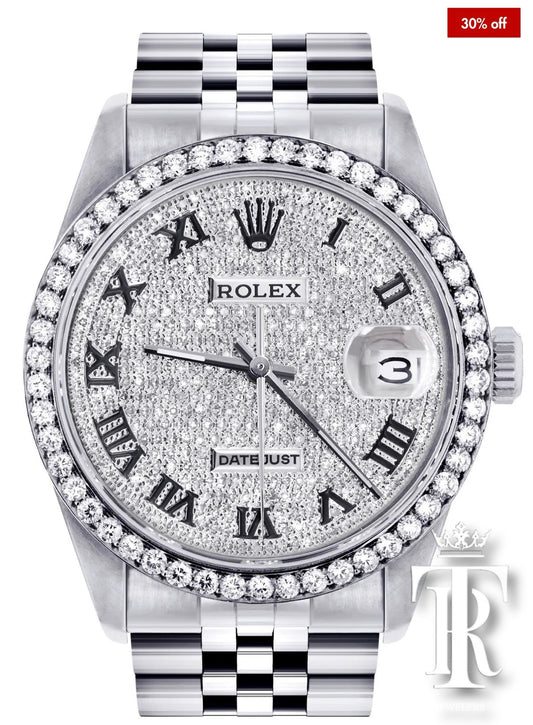 Womens Rolex Datejust Watch | 36MM | Full Diamond Roman Dial