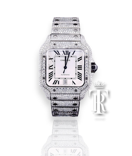 SANTOS DE CARTIER STEEL NATURAL VVS DIAMOND WATCH