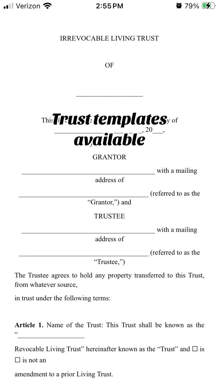 Trust law and template