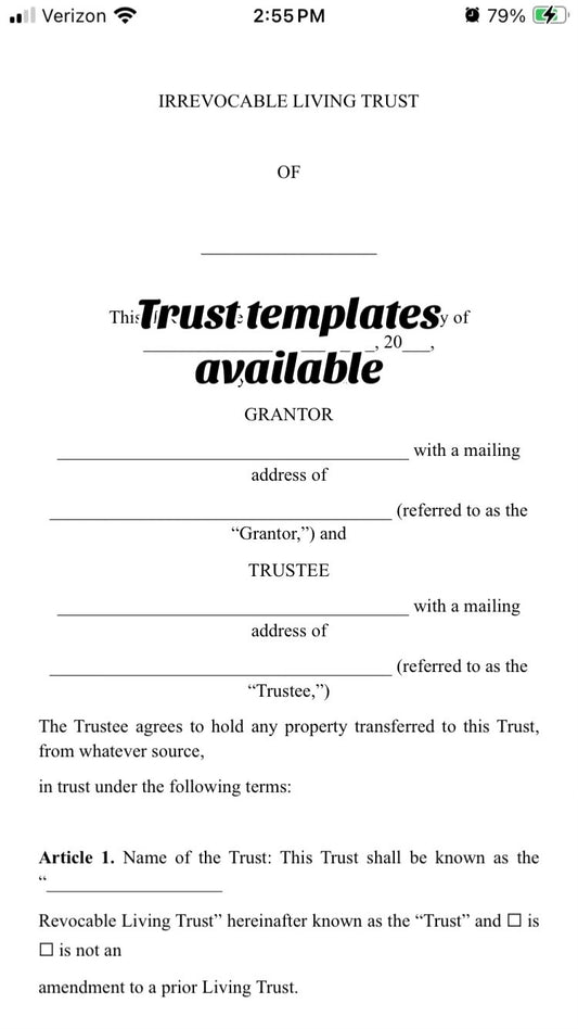 Trust law and template