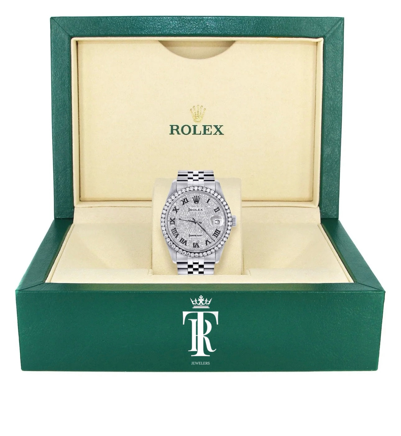 Womens Rolex Datejust Watch | 36MM | Full Diamond Roman Dial