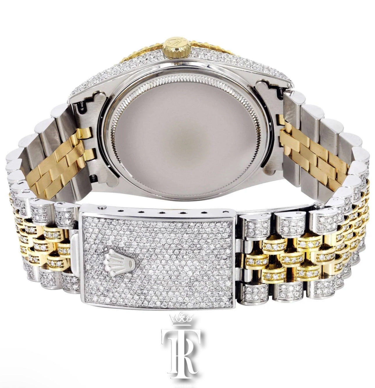 Iced Out Rolex Datejust 36 MM | Two Tone | Blue Mother of Pearl Roman Diamond Dial