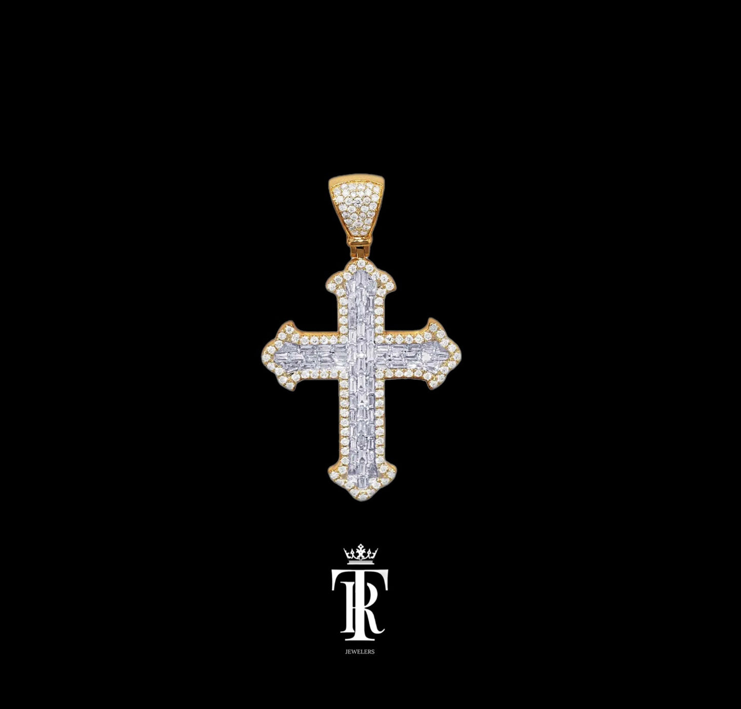 14k Baguette Cross Pendant