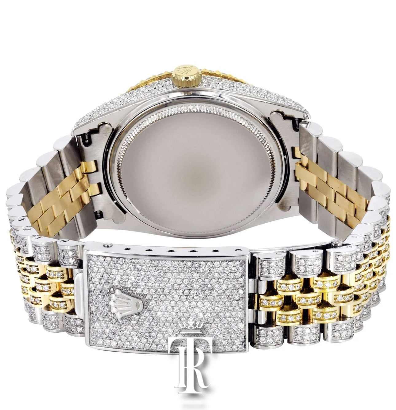 Iced Out Rolex Datejust 36 MM | Two Tone | Green Mother of Pearl Diamond Dial