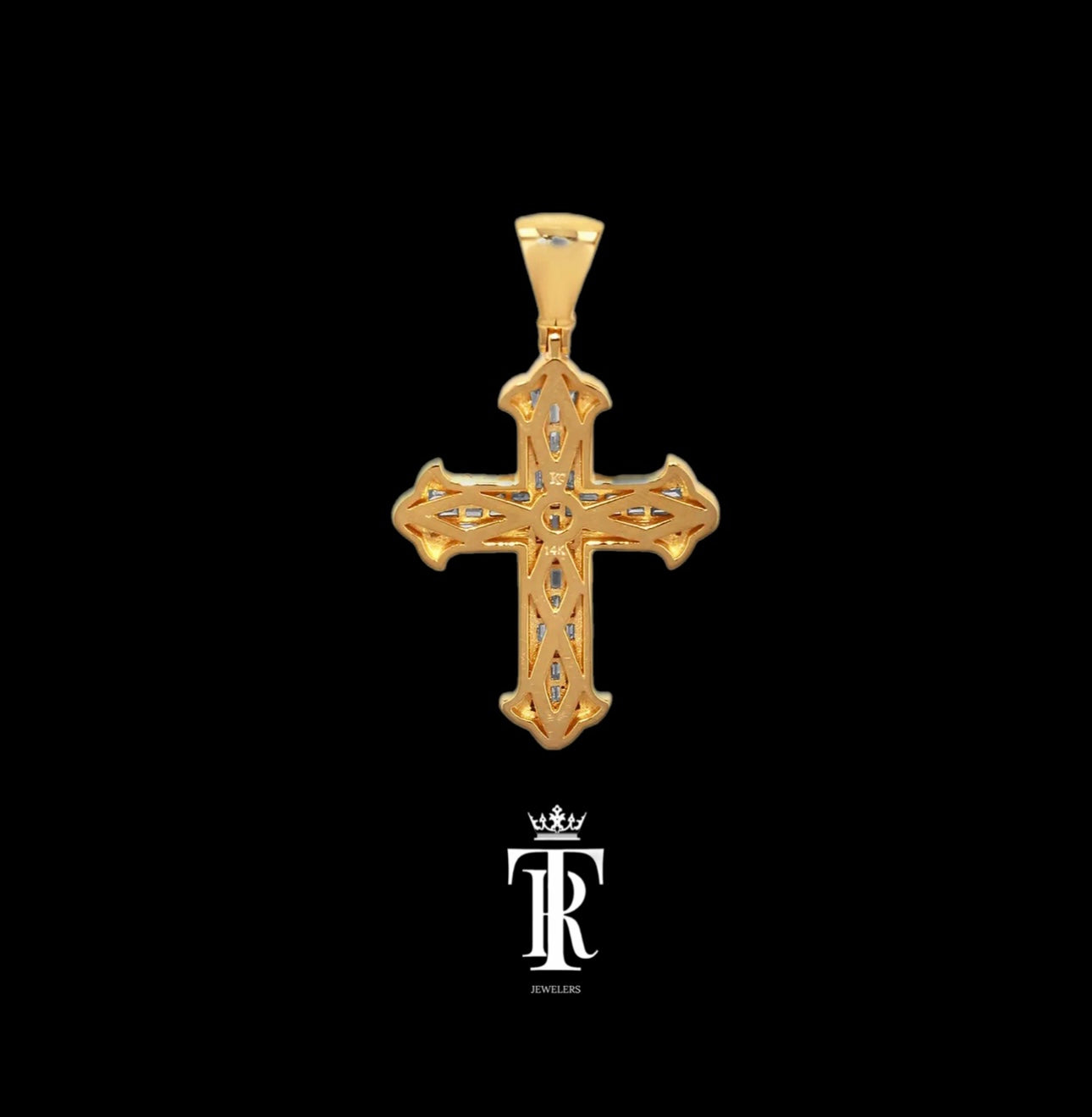 14k Baguette Cross Pendant