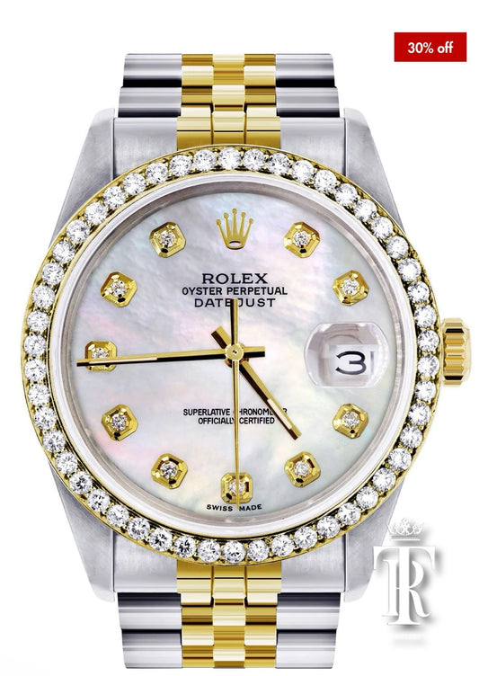 Mens Rolex Datejust Watch 16200 | 36Mm | White  Mother of Pearl Dial | Jubilee Band